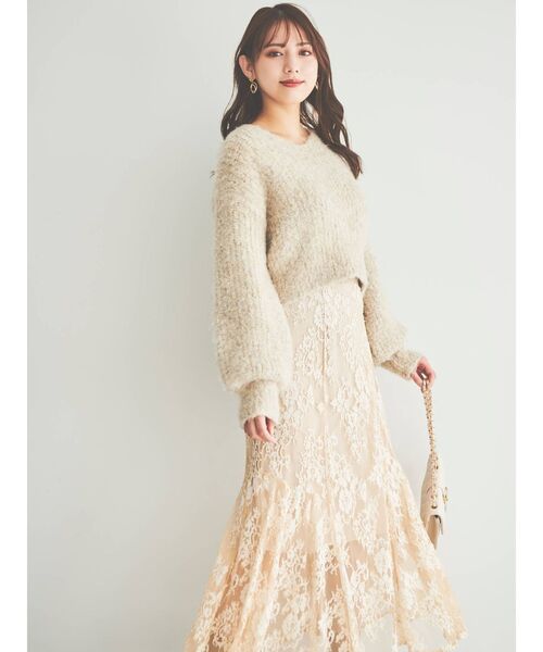 dazzlin（ダズリン）の「コットンキャンディクロップドニットトップス（ニット/セーター・レディース・レッド/パープル/ベージュ・FREE）」の12枚目の写真