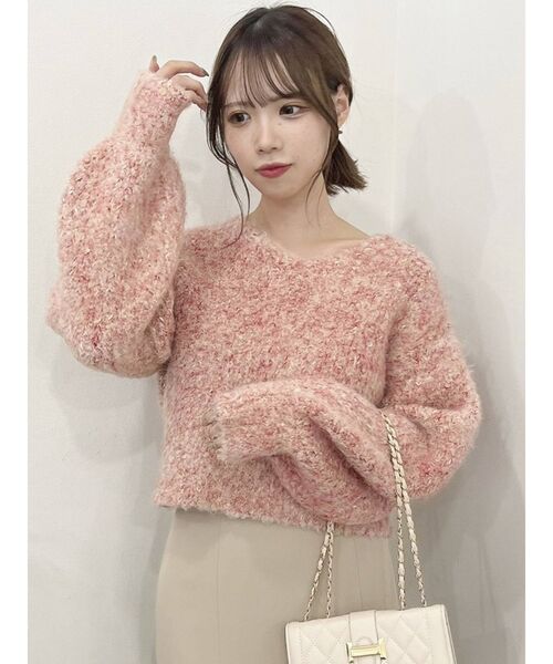 dazzlin（ダズリン）の「コットンキャンディクロップドニットトップス（ニット/セーター・レディース・レッド/パープル/ベージュ・FREE）」の16枚目の写真