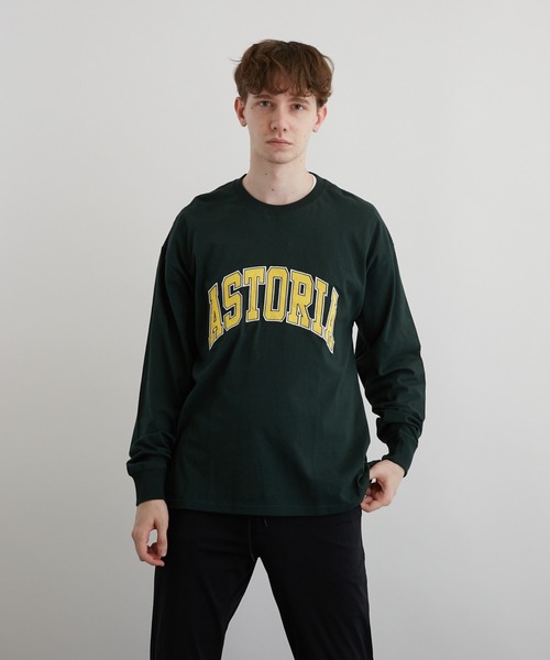 VIBGYOR(ヴィブジョー)の「アップリケ刺繡(サテン素材)LS CN(BEY)(Tシャツ/カットソー・メンズ・ホワイト/ブラック/ダークグリーン・FREE)」の1枚目の写真
