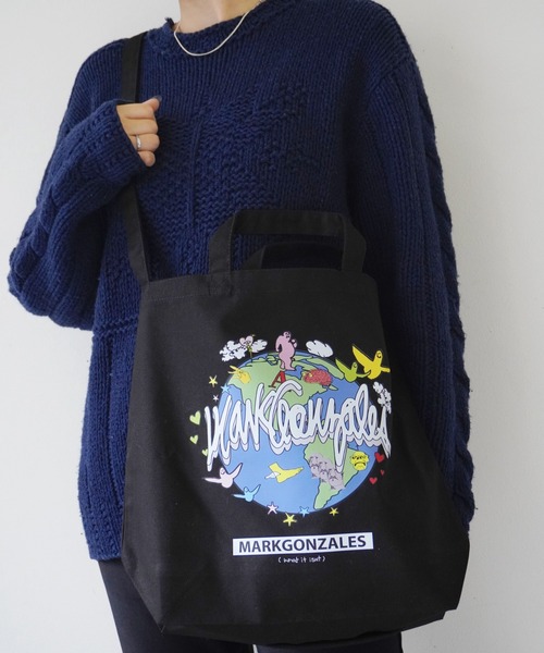 （What it isNt）ART BY MARKGONZALES（ワットイットイズント）の「【 （What it isNt）ART BY MARKGONZALES / (ワットイットイズント) アートバイ マークゴンザレス 】 ショルダー付き トートバッグ（ショルダーバッグ・メンズ・ブラック/オフホワイト・FREE）」の9枚目の写真