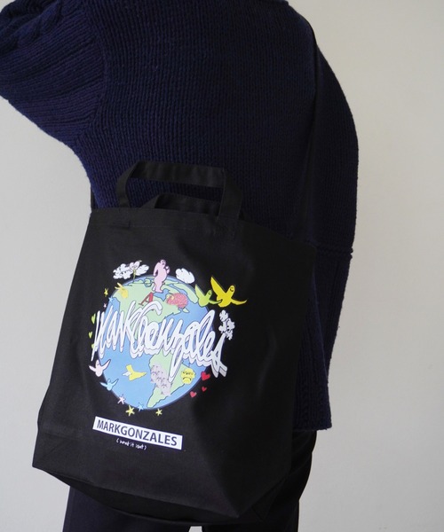 （What it isNt）ART BY MARKGONZALES（ワットイットイズント）の「【 （What it isNt）ART BY MARKGONZALES / (ワットイットイズント) アートバイ マークゴンザレス 】 ショルダー付き トートバッグ（ショルダーバッグ・メンズ・ブラック/オフホワイト・FREE）」の11枚目の写真
