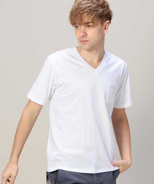 BEAUTY&YOUTH UNITED ARROWS（ビューティーアンドユースユナイテッドアローズ）の「BY チューブ 1ポケット VネックTシャツ： ◆（Tシャツ/カットソー・メンズ・ホワイト/グレー/ライトピンク/クリーム/ライム/ネイビー・MEDIUM/SMALL/LARGE/X-LARGE）」の2枚目の写真