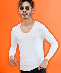 裏起毛 Uネック ヒートインナー 長袖Tシャツ