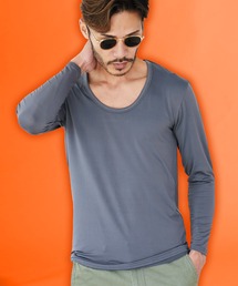 裏起毛 Uネック ヒートインナー 長袖Tシャツ