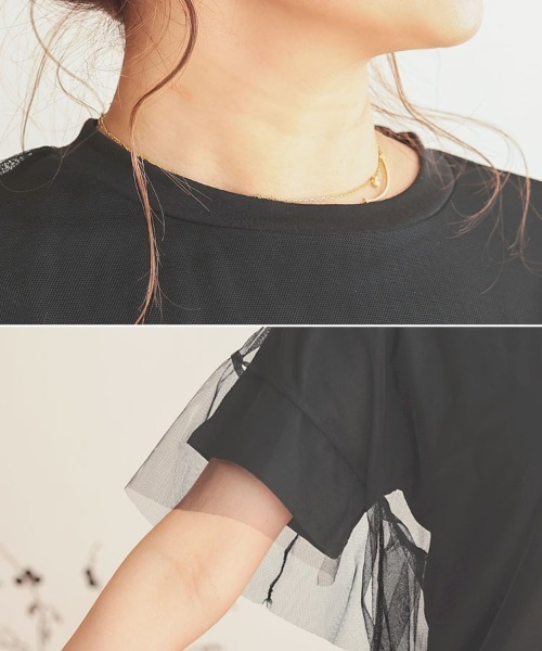 DONOBAN(ドノバン)の「チュールレイヤードTee(Tシャツ/カットソー・レディース・ホワイト/グレー/ブラック・F)」の18枚目の写真