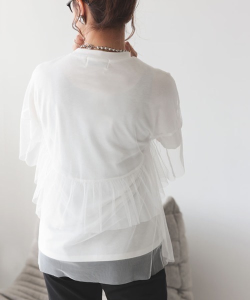 DONOBAN(ドノバン)の「チュールレイヤードTee(Tシャツ/カットソー・レディース・ホワイト/グレー/ブラック・F)」の7枚目の写真