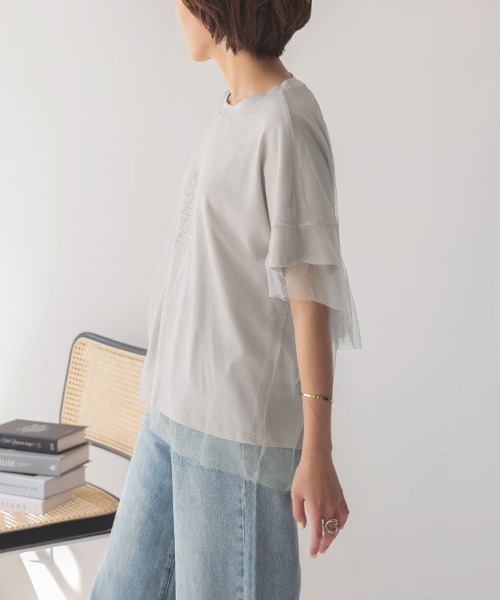 DONOBAN(ドノバン)の「チュールレイヤードTee(Tシャツ/カットソー・レディース・ホワイト/グレー/ブラック・F)」の10枚目の写真
