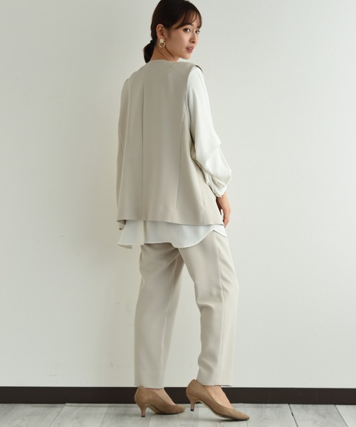 INTERPLANET（インタープラネット）の「【ＵＶ・吸水速乾】ダブルクロスセンターラインテーパードパンツ（その他パンツ・レディース・ネイビー/グレイッシュベージュ/ブルー・LARGE/MEDIUM）」の6枚目の写真