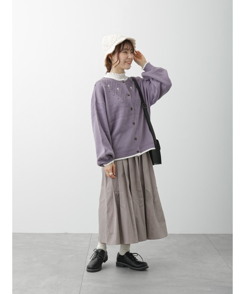 ehka sopo（エヘカソポ）の「レースハイネックプルオーバー（Tシャツ/カットソー・レディース・キナリ/チャコール/サックスブルー/オフホワイト・ﾌﾘ-）」の16枚目の写真