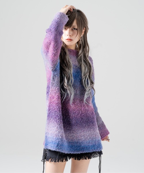 R/X（ロックス）の「グラデーションクルーネックニット（ニット/セーター・レディース・グレー/ブルー/パープル・FREE）」の3枚目の写真