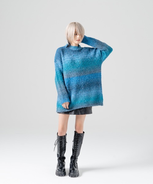 R/X（ロックス）の「グラデーションクルーネックニット（ニット/セーター・レディース・グレー/ブルー/パープル・FREE）」の6枚目の写真