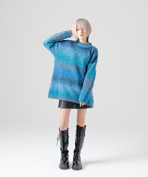 R/X（ロックス）の「グラデーションクルーネックニット（ニット/セーター・レディース・グレー/ブルー/パープル・FREE）」の7枚目の写真