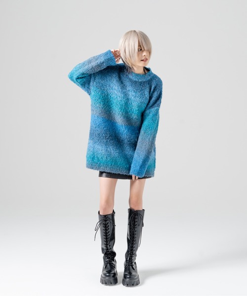 R/X（ロックス）の「グラデーションクルーネックニット（ニット/セーター・レディース・グレー/ブルー/パープル・FREE）」の8枚目の写真