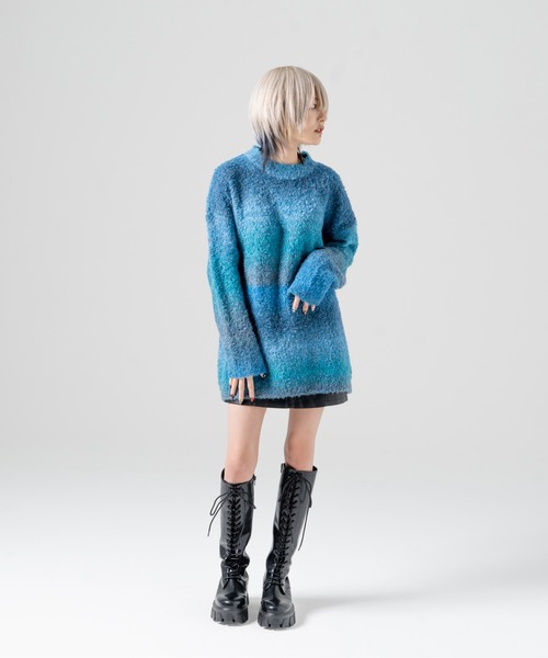 R/X（ロックス）の「グラデーションクルーネックニット（ニット/セーター・レディース・グレー/ブルー/パープル・FREE）」の9枚目の写真