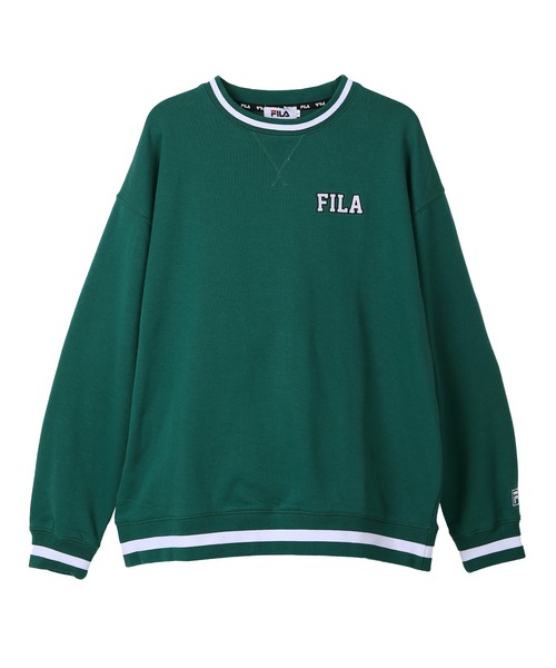 FILA(フィラ)の「FILA/フィラ オーバーサイズ ワンポイント ロゴ刺繍 ラインリブ カレッジ 長袖 スウェット トレーナー 裏毛(スウェット・メンズ・アッシュグレー/スミクロ/ケリーグリーン・S/M/L)」の3枚目の写真