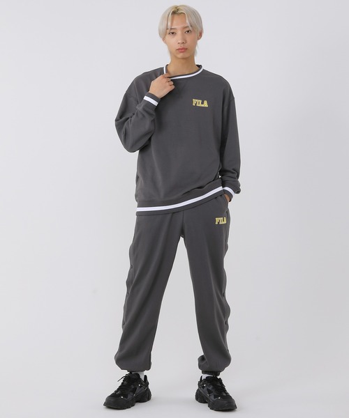FILA(フィラ)の「FILA/フィラ オーバーサイズ ワンポイント ロゴ刺繍 ラインリブ カレッジ 長袖 スウェット トレーナー 裏毛(スウェット・メンズ・アッシュグレー/スミクロ/ケリーグリーン・S/M/L)」の9枚目の写真