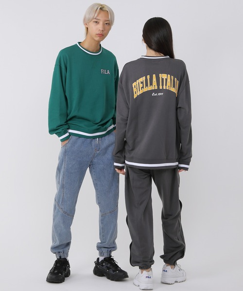 FILA(フィラ)の「FILA/フィラ オーバーサイズ ワンポイント ロゴ刺繍 ラインリブ カレッジ 長袖 スウェット トレーナー 裏毛(スウェット・メンズ・アッシュグレー/スミクロ/ケリーグリーン・S/M/L)」の11枚目の写真