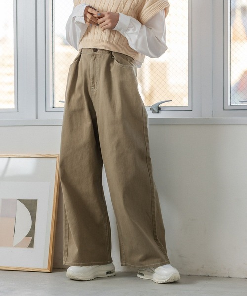 repipi armario（レピピ アルマリオ）の「ステッチホックワイドパンツ（デニムパンツ・キッズ・ブラック/チェック/ベージュ・SMALL/MEDIUM/LARGE）」の3枚目の写真