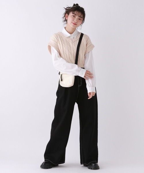 repipi armario（レピピ アルマリオ）の「ステッチホックワイドパンツ（デニムパンツ・キッズ・ブラック/チェック/ベージュ・SMALL/MEDIUM/LARGE）」の14枚目の写真