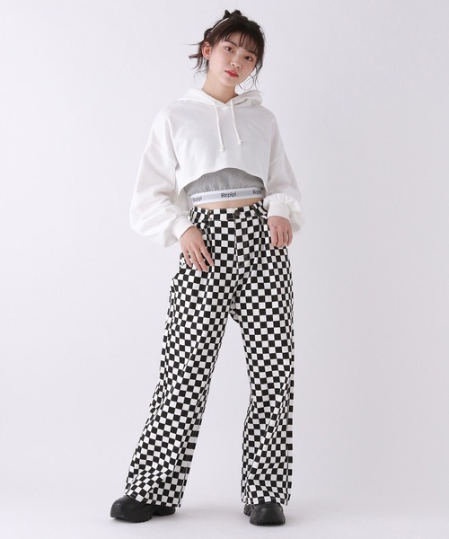 repipi armario（レピピ アルマリオ）の「ステッチホックワイドパンツ（デニムパンツ・キッズ・ブラック/チェック/ベージュ・SMALL/MEDIUM/LARGE）」の17枚目の写真