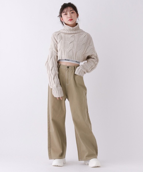 repipi armario（レピピ アルマリオ）の「ステッチホックワイドパンツ（デニムパンツ・キッズ・ブラック/チェック/ベージュ・SMALL/MEDIUM/LARGE）」の8枚目の写真