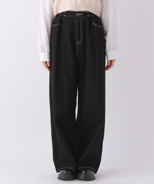 repipi armario（レピピ アルマリオ）の「ステッチホックワイドパンツ（デニムパンツ・キッズ・ブラック/チェック/ベージュ・SMALL/MEDIUM/LARGE）」の12枚目の写真