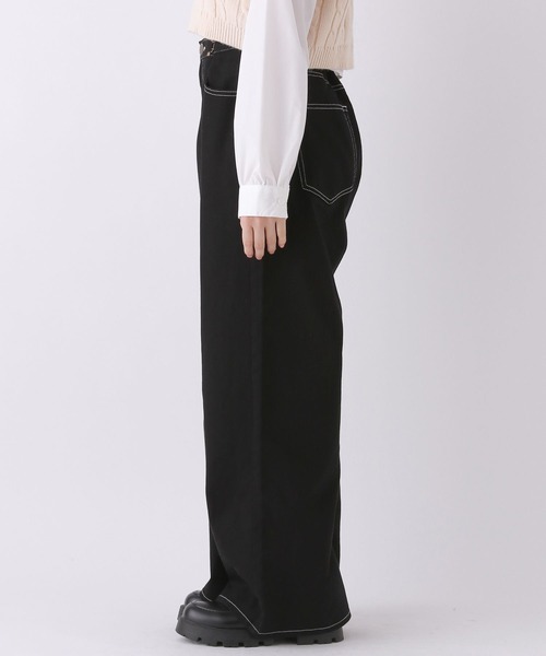 repipi armario（レピピ アルマリオ）の「ステッチホックワイドパンツ（デニムパンツ・キッズ・ブラック/チェック/ベージュ・SMALL/MEDIUM/LARGE）」の4枚目の写真