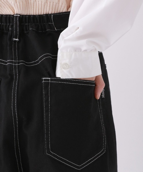 repipi armario（レピピ アルマリオ）の「ステッチホックワイドパンツ（デニムパンツ・キッズ・ブラック/チェック/ベージュ・SMALL/MEDIUM/LARGE）」の9枚目の写真