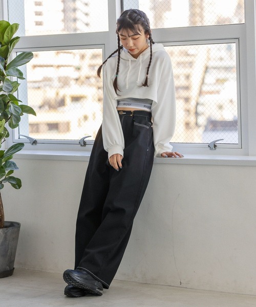 repipi armario（レピピ アルマリオ）の「ステッチホックワイドパンツ（デニムパンツ・キッズ・ブラック/チェック/ベージュ・SMALL/MEDIUM/LARGE）」の22枚目の写真