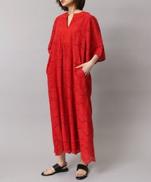 週末SALE【新品】ne Quittez pas ダブルガーゼロングワンピース赤 セール】 ワンピース（Cotton Voile Dot Hemla Dress） （ロング
