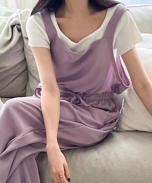 fd style（エフディ スタイル）の「トンネルひもジャンプスーツ（サロペット/オーバーオール・レディース・Purple/Black/Navy/Beige・FREE）」の5枚目の写真