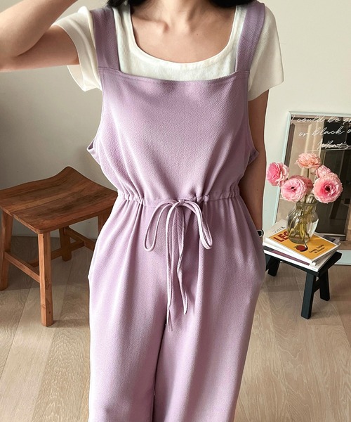 fd style（エフディ スタイル）の「トンネルひもジャンプスーツ（サロペット/オーバーオール・レディース・Purple/Black/Navy/Beige・FREE）」の6枚目の写真