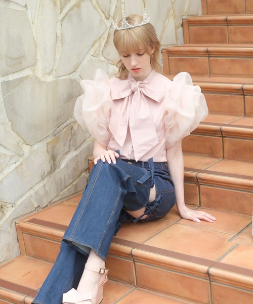 PAIN（ペイン）の「デニムリボンパンツ（デニムパンツ・レディース・インディゴブルー/グレー・FREE）」の12枚目の写真