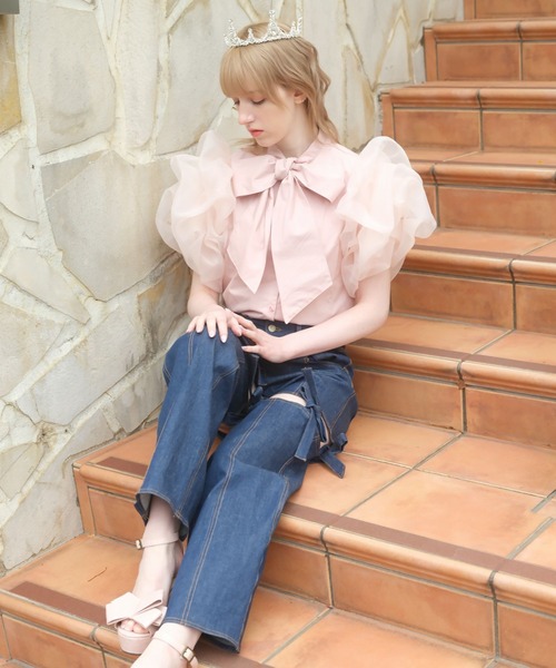 PAIN（ペイン）の「デニムリボンパンツ（デニムパンツ・レディース・インディゴブルー/グレー・FREE）」の10枚目の写真