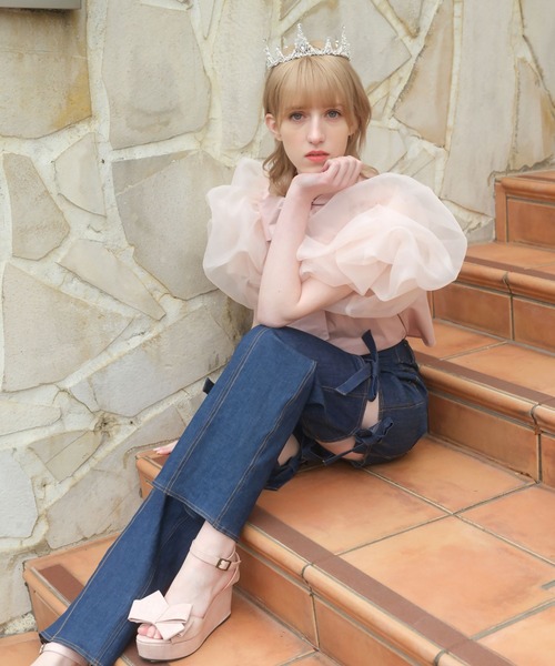 PAIN（ペイン）の「デニムリボンパンツ（デニムパンツ・レディース・インディゴブルー/グレー・FREE）」の8枚目の写真