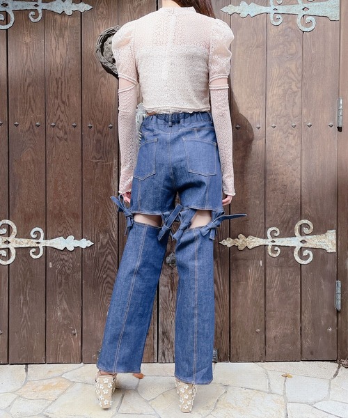 PAIN（ペイン）の「デニムリボンパンツ（デニムパンツ・レディース・インディゴブルー/グレー・FREE）」の5枚目の写真