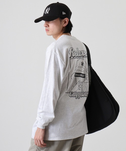 MODISH GAZE(モディシュガゼ)の「MODISH GAZE スモーキングガール Relaxed ロンT 長袖(Tシャツ/カットソー・メンズ・スミクロ/グリーン/アッシュ/ブラック・M/L/XL)」の8枚目の写真