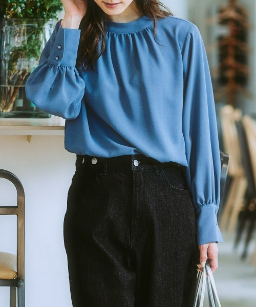 7days Life Styling（セブンデイズライフスタイリング）の「【とろみ素材】バルーンスリーブブラウス（シャツ/ブラウス・レディース・ブルー/キナリ/ブラック/キャメル/ピンク系/ボルドー/オフホワイト・LL/S/M/L/3L）」の17枚目の写真