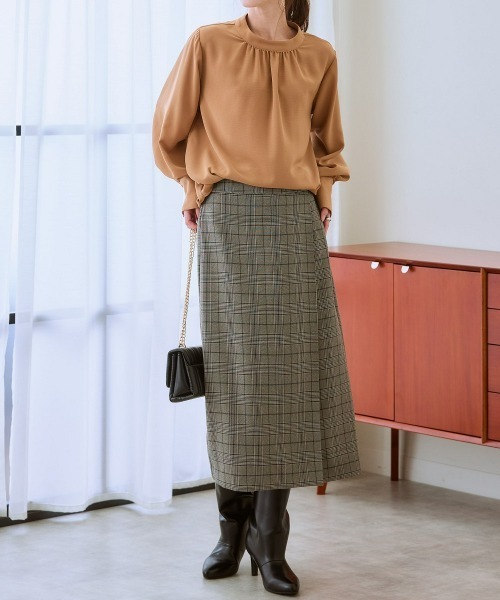 7days Life Styling（セブンデイズライフスタイリング）の「【とろみ素材】バルーンスリーブブラウス（シャツ/ブラウス・レディース・ブルー/キナリ/ブラック/キャメル/ピンク系/ボルドー/オフホワイト・LL/S/M/L/3L）」の9枚目の写真