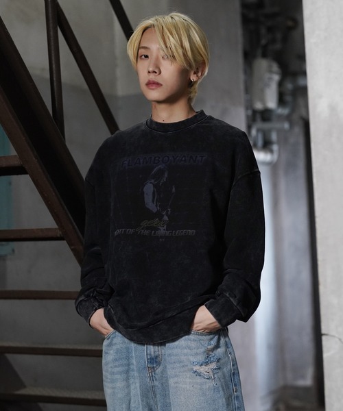 G.O.C(ジーオーシー)の「オーバーサイズピグメントプリントトレーナー(スウェット・メンズ・ブラック/ブラック系その他/ブラック系その他2・LARGE/MEDIUM)」の4枚目の写真