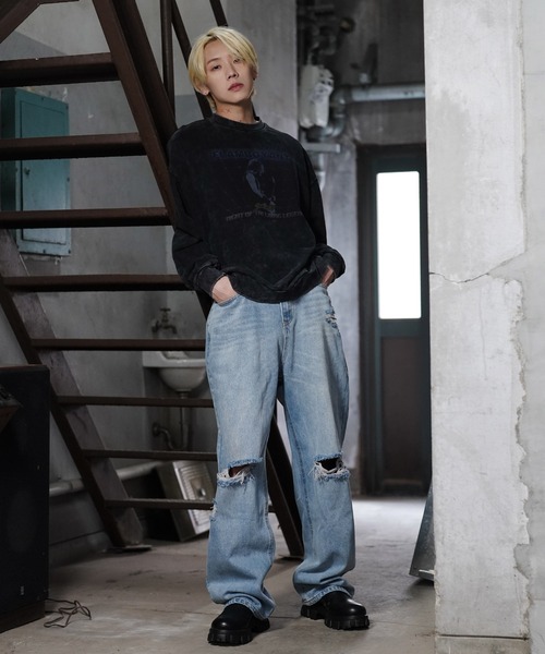 G.O.C(ジーオーシー)の「オーバーサイズピグメントプリントトレーナー(スウェット・メンズ・ブラック/ブラック系その他/ブラック系その他2・LARGE/MEDIUM)」の5枚目の写真