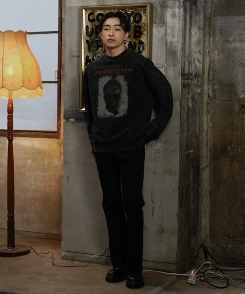 G.O.C(ジーオーシー)の「オーバーサイズピグメントプリントトレーナー(スウェット・メンズ・ブラック/ブラック系その他/ブラック系その他2・LARGE/MEDIUM)」の9枚目の写真