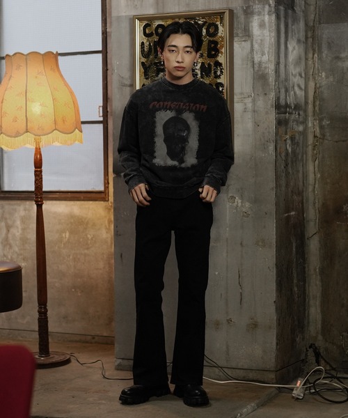 G.O.C(ジーオーシー)の「オーバーサイズピグメントプリントトレーナー(スウェット・メンズ・ブラック/ブラック系その他/ブラック系その他2・LARGE/MEDIUM)」の10枚目の写真