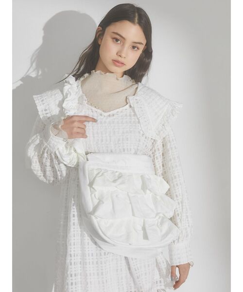 merry jenny（メリージェニー）の「くしゅくしゅショルダーフリルbag（ショルダーバッグ・レディース・オフホワイト/ブラック/ピンク・FREE）」の11枚目の写真