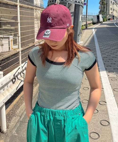 MILLER(ミラー)の「【 Robert P. Miller / ロバート・ピー・ミラー 】カップ付き バックオープン フレンチスリーブ リブ Tシャツ RM221-2009 French Sleeve Tee RM221-2009 DRE(Tシャツ/カットソー・レディース・ブルー/パープル/オレンジ/グリーン/ライトグリーン/オレンジ系/ライトブルー/ダークグリーン/ブラウン・FREE)」の3枚目の写真