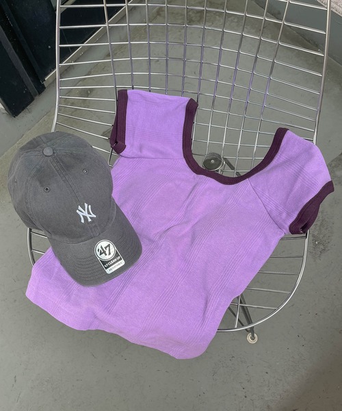 MILLER(ミラー)の「【 Robert P. Miller / ロバート・ピー・ミラー 】カップ付き バックオープン フレンチスリーブ リブ Tシャツ RM221-2009 French Sleeve Tee RM221-2009 DRE(Tシャツ/カットソー・レディース・ブルー/パープル/オレンジ/グリーン/ライトグリーン/オレンジ系/ライトブルー/ダークグリーン/ブラウン・FREE)」の16枚目の写真