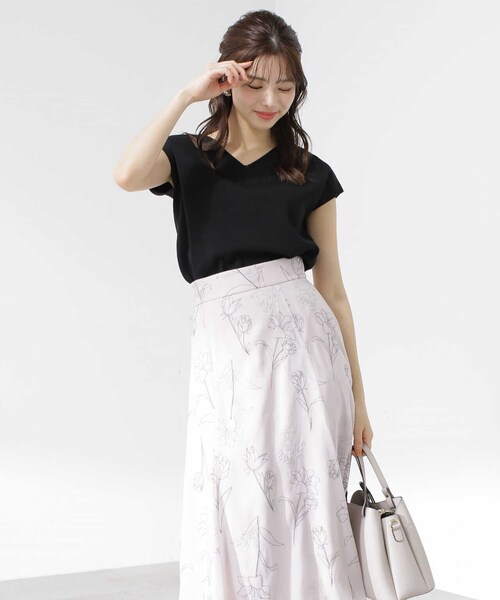 PROPORTION BODY DRESSING（プロポーションボディドレッシング）の「Ｖネックフレンチスリーブニット / 1213170500（ニット/セーター・レディース・ブラック/ホワイト/パープル/ブルー・FREE）」の2枚目の写真