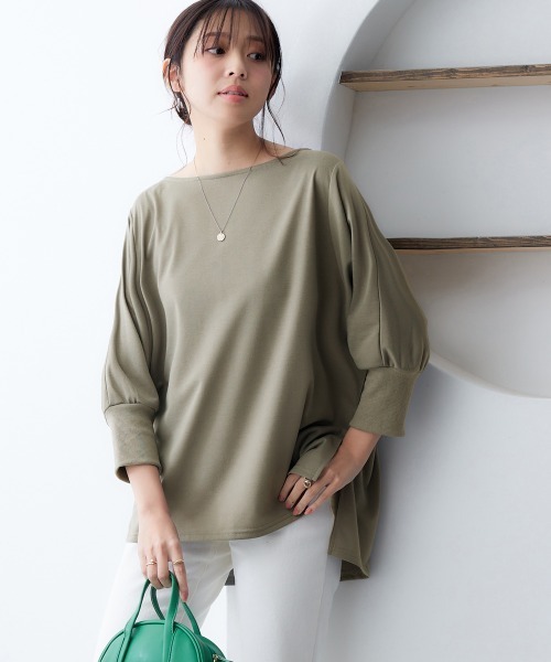 nissen(ニッセン)の「裏毛ボートネックドルマントップス(Tシャツ/カットソー・レディース・チャコールグレー/ライトカーキ/サンドベージュ/ネイビー・L/LL/M/S)」の3枚目の写真