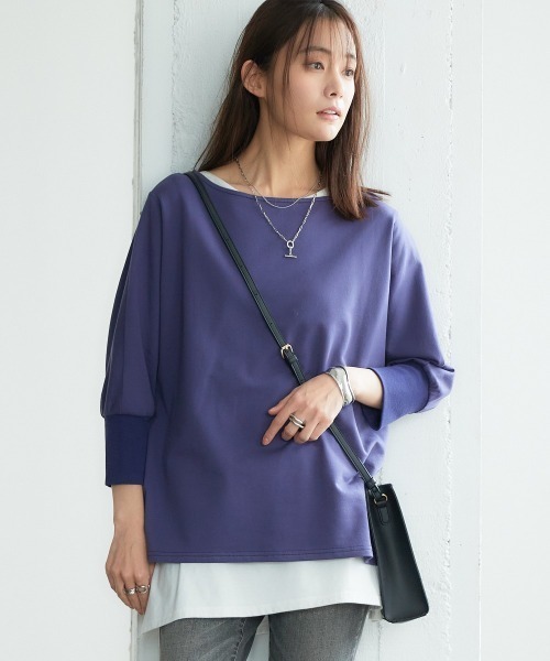 nissen(ニッセン)の「裏毛ボートネックドルマントップス(Tシャツ/カットソー・レディース・チャコールグレー/ライトカーキ/サンドベージュ/ネイビー・L/LL/M/S)」の17枚目の写真