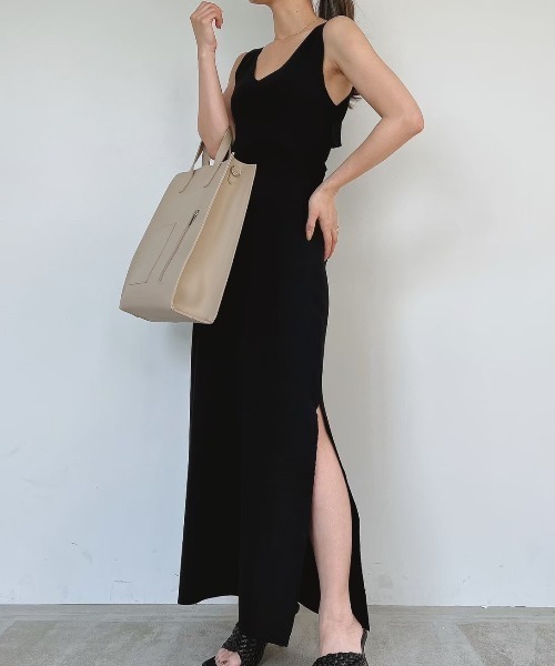 ACYM アシーム　Back open knitワンピース ブラック セール】Back open cross ワンピース（ワンピース）｜ACYM
